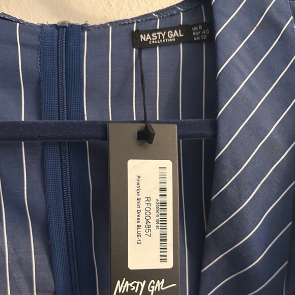 Nasty Gal Navy Striped Long Sleeve Dress - Picture 2 of 4